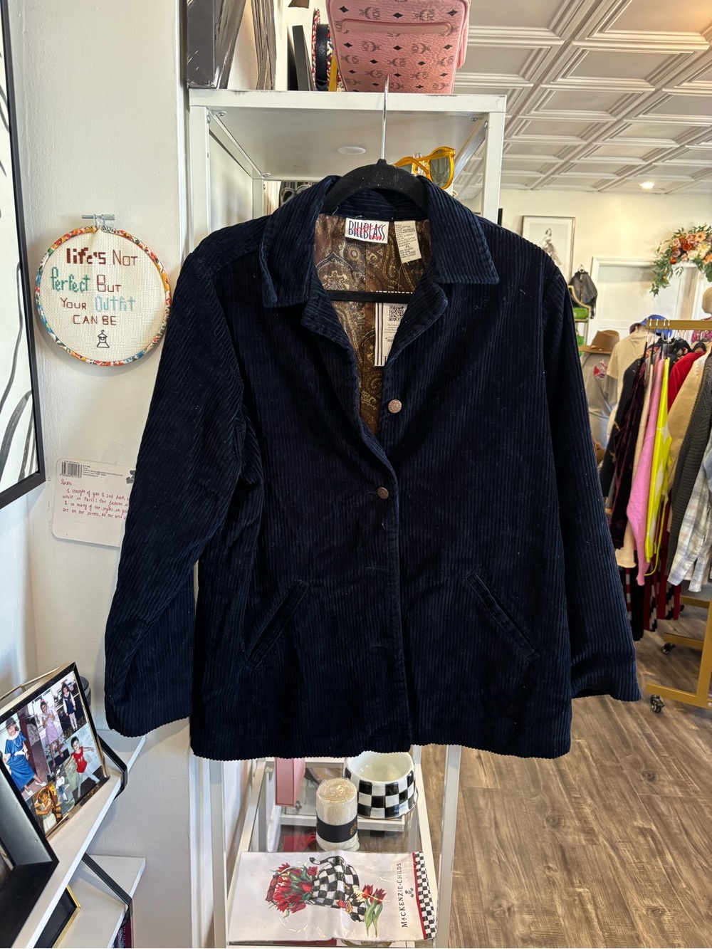 Vintage bill blass Navy Corduroy Button-Front Jacket